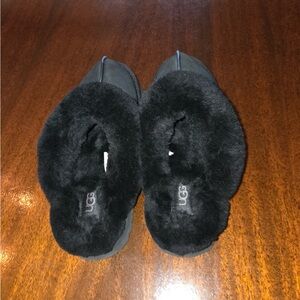 UGG Black Plush Slippers